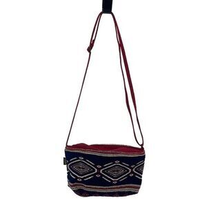 Catori Womens Tribal Aztec Adjustable Crossbody Bag Small Black & Red